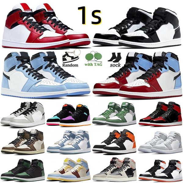 

jumpman 1s basketball shoes men university blue hyper royal patent panda og dark mocha bred shadow unc smoke grey women sports sneakers trai