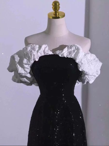 

black evening dresses shining sequins long prom gowns zipper back, Black;red