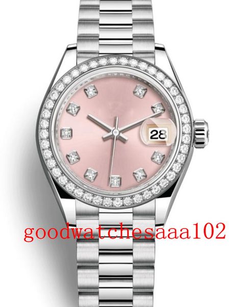 

new version women's fashion wristwatches 31mm 28mm red dial 178274 279139 279171 279173 automatic 2813 movement 18 k white gold luxury, Slivery;brown