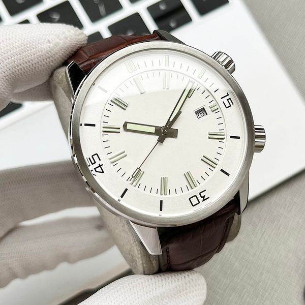

watch mens watches mechanical movement watch 44mm leather strap design multiple colors sports dial fashion wristwatches, Slivery;brown