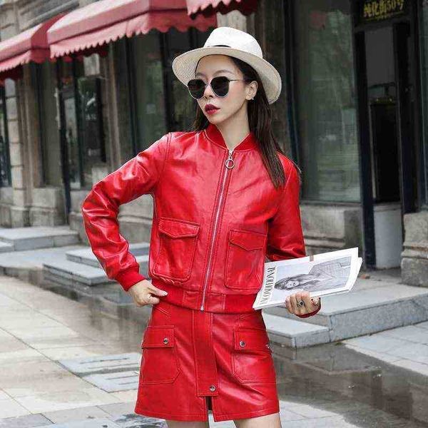 

2022 new spring autumn women faux leather jackets female casual zipper short jackets biker streetwear solid pu leather jacket j220727, Black