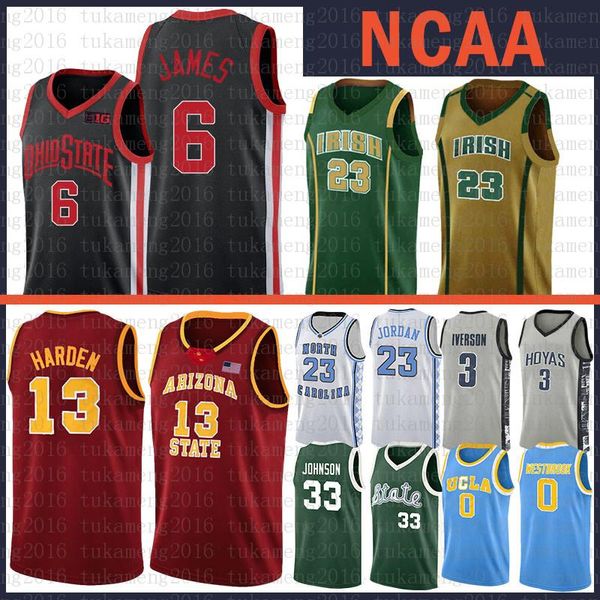 

ohio state buckeyes lebron 23 james ncaa university arizona state james 13 harden college basketball jersey davidson wildcats college stephe, Black