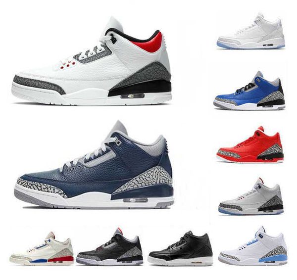 

2021 men 3 basketball shoes georgetown 3s unc jumpman trainers for mens fragment knicks rivals retro denim fire red iii sports sneaker d48r#, Black;white