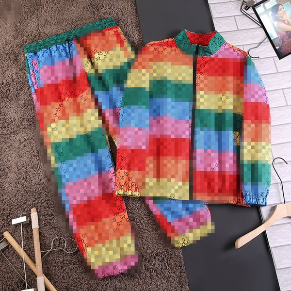 

designers mens womens autumn tracksuits rainbow stripe track suit coats man designers jackets hoodies pants sweatshirts sportswear s-3xl fp4, Gray