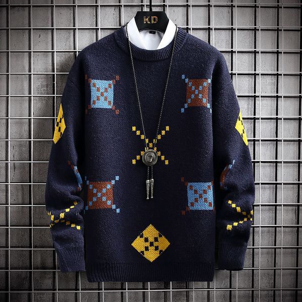 

men's sweaters winter handsome christmas sweater men harajuku mens jumper thick warm loose turtleneck pullover men male sweaters 221111, White;black