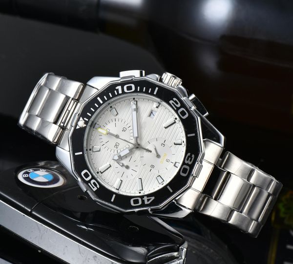 

2022 new luxury brand men's watch sports leisure business all stainless steel quartz multi-function watch relojes hombre, Slivery;brown