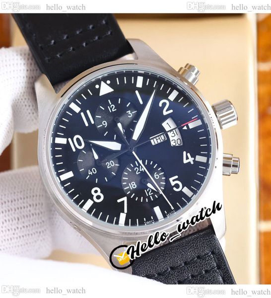 

43mm pilots foo fighters iw377701 automatic mens watch black dial no chronograph steel case leather strap double calendar new watches hellow, Slivery;brown