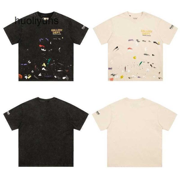 

shirts galleryes mens streetwear dept t fashion brand used washing water hand-painted splash ink graffiti printed casual t-shirt for men wom, White;black