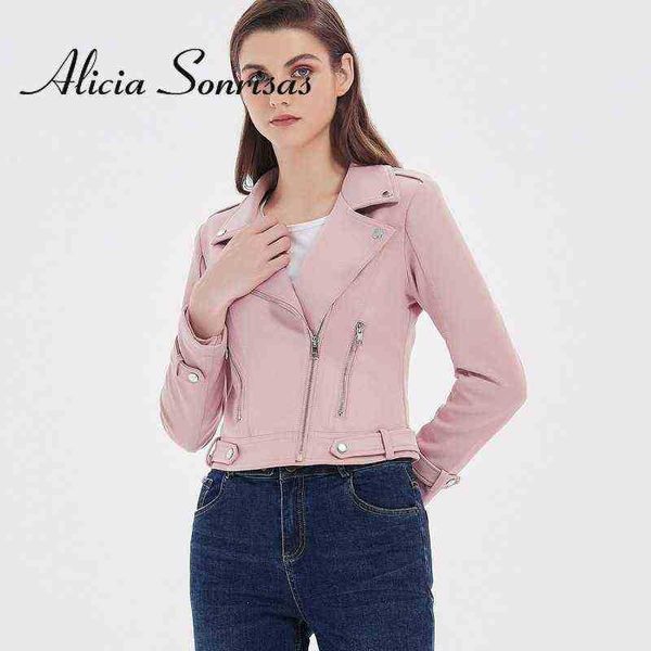 

new 2022 women's leather striped suede jacket slimfit short khaki suede faux leather jackets j220727, Black