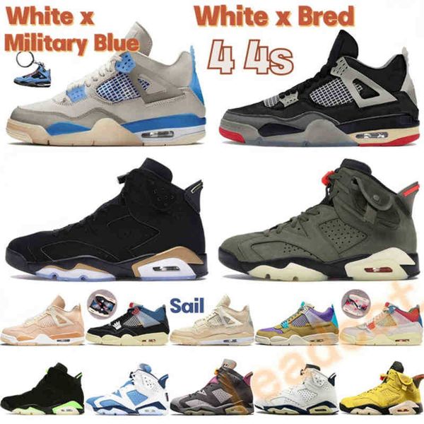 

basketball shoes men sneakers sports trainers white military blue electric green uality jardons sail bred 4 4s noir guava ice 6 shimmers, Black