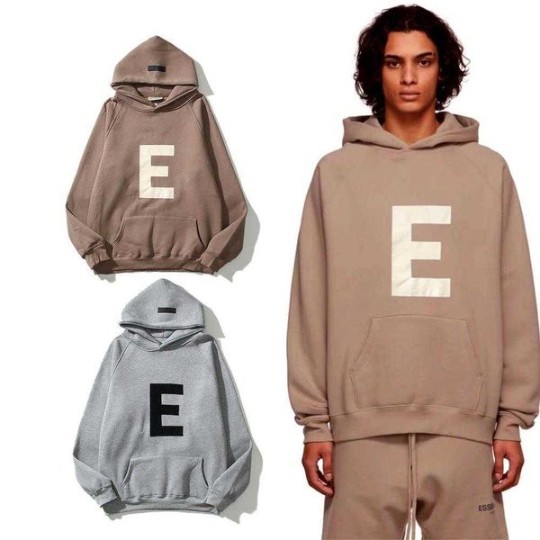

ess hoodies street hip hop essential hoodie big e american high fashion brand fried lovers plush men's and women's s autumn, Black;brown