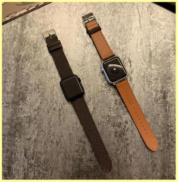 

2021 luxury designer leather watchband for apple watch 6 5 4 se band sport leather bracelet 40mm 42mm 38mm strap for iwatch series2081704, Black;brown