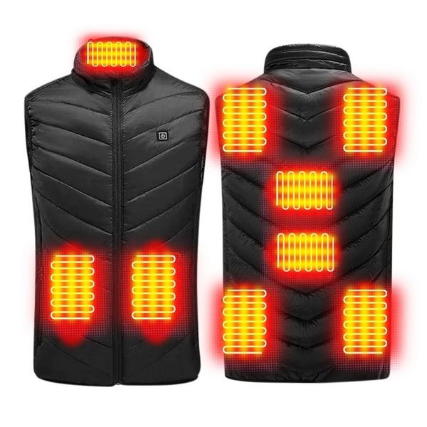 

men's vests women heated jacket men fashion heated vest usb smart electric battery thermal cotton warm clothing outdoor hunting vest wi, Black;white