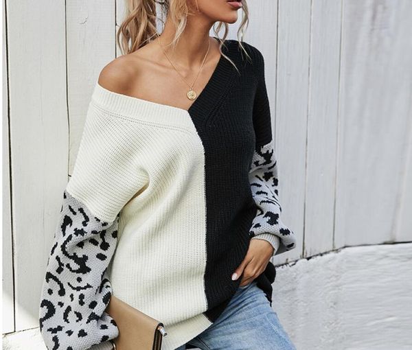 

women's sweaters new v-neck solid color rhombus design knitwear jumper baggy long sleeve lady knitted pullover sweater cozy, White;black