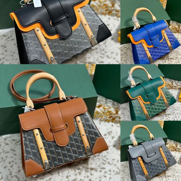 

designer lux color matching messenger bag mini canvas calfskin handbag flip opening closing double wooden handle cotton lining