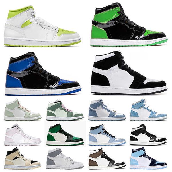 

basketball shoes jumpman 1 1s mens womens designer white lime high denim panda mocha patent mid carbon fiber dutch green sports sneakers jor, Black