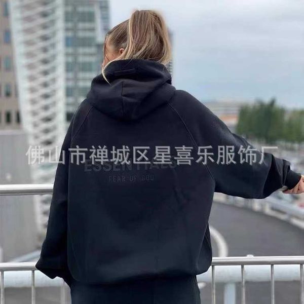 

men's hoody fashion fog designer esenti double line ess brand winter new versatile rubber pressed letter on back men and women cashmere, Black