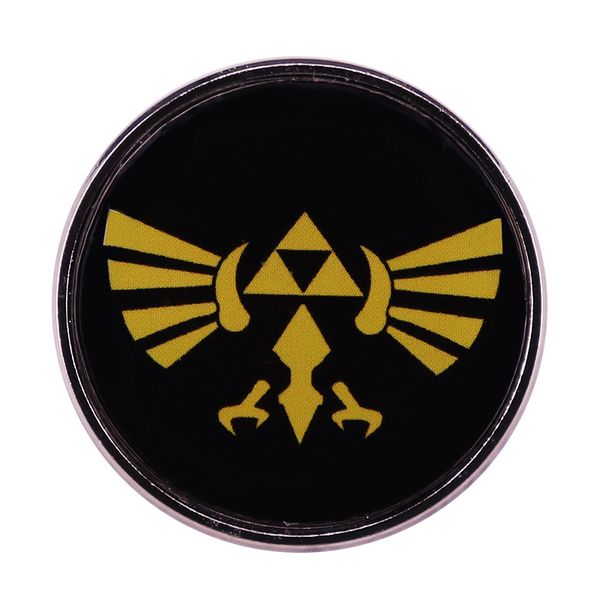 

zeldas triforce logo brooch rpg game inspiration badge pin accessory, Blue