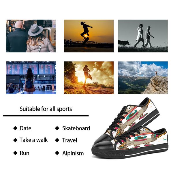 

diy custom shoes classic canvas skateboard casual accept triple black customization uv printing low cut mens womens sports sneakers waterpro