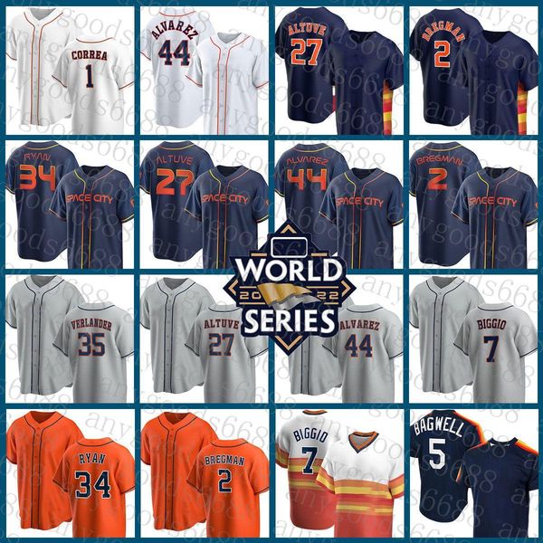 

college wear 2022 2023 new houston baseball jersey astros 27 jose altuve 44 yordan alvarez 2 alex bregman 30 kyle tucker 7 craig biggio 35 j, Black
