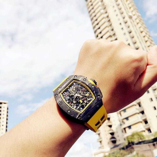 

richa red rm11 wine watch barrel automatic fashion machine milles personality men s carbon fiber, Slivery;black