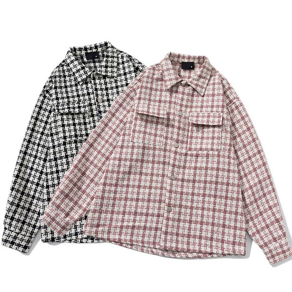 

fashion ins style jackets for men single-breasted hip hop high streetwear loose long sleeve couples shirts coats outerwears c88, Black;brown