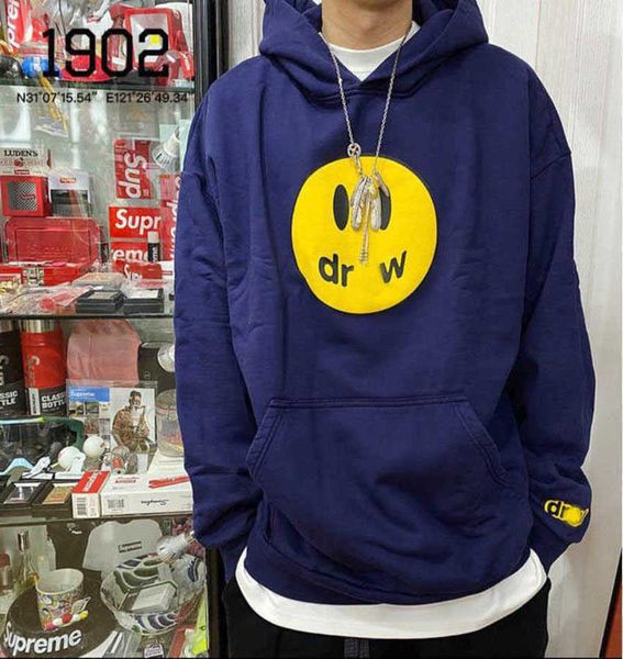 

smiley face print star same high street hip hop sweater hoodie, Black
