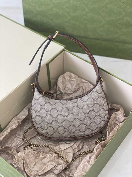 

designer bag style hangbag ladies half moons classic bags plaid letter pattern underarm retro gold chain long shoulder strap crossbody bag