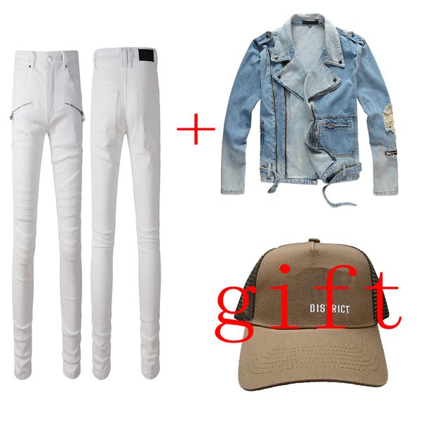 

for dad jeans men jacket fashion long straight light pattern jean hip hop casual outerwear jackets simple summer pant 14 styles washed motoc, Blue