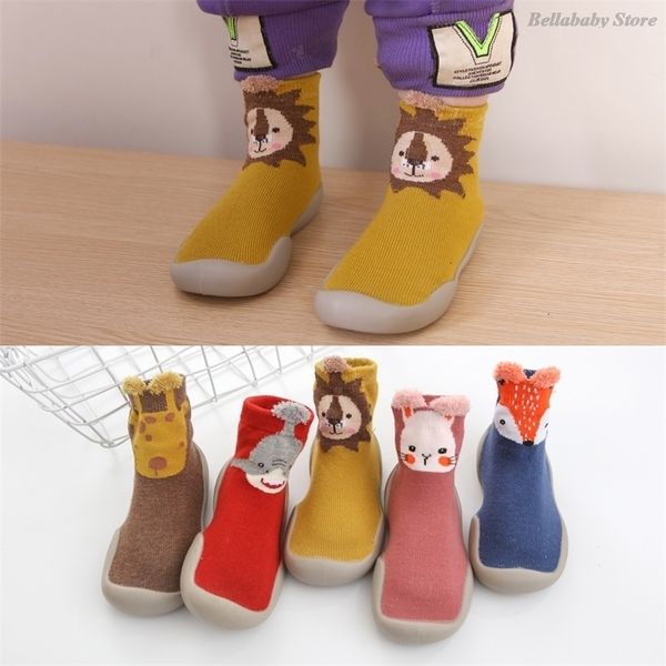 

first walkers children antislip shoes born baby girl cotton nonslip floor socks boy rubber sole cartoon indoor infant 221113
