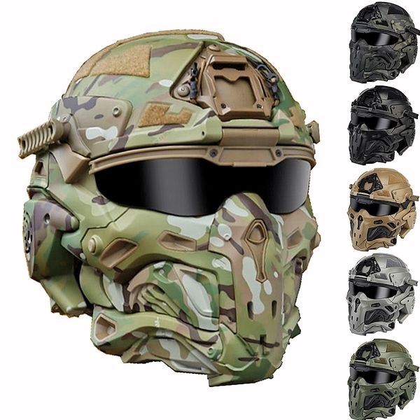 

protective gear wronin assault tactical mask with fast helmet and tactical goggles airsoft hunting motorcycle paintball cosplay protect gear