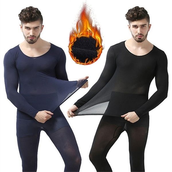 

mens thermal underwear winter 37 degree constant temperature for men ultrathin elastic thermo seamless long johns 221113, Black;white
