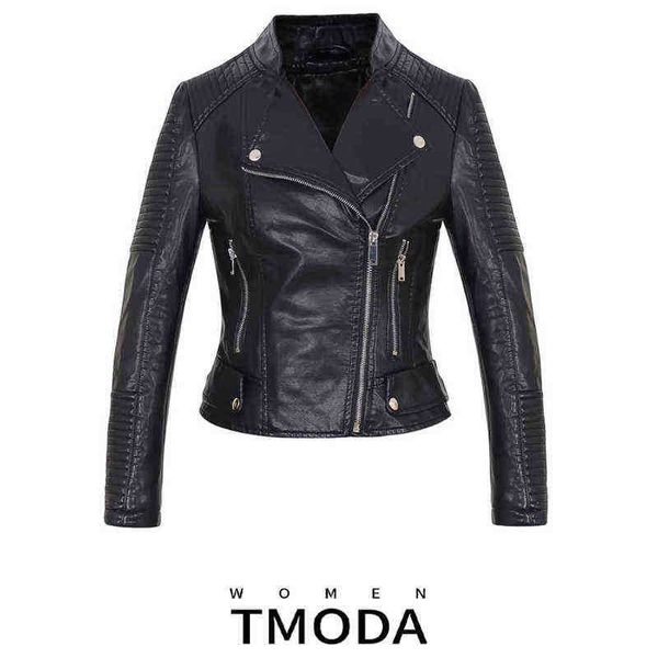 

tmod272 new autumn winter women soft faux leather jackets lady pu motorcycle black zipper jacket streetwear biker outerwear j220727