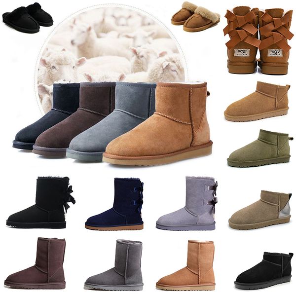 

australia australian classic warm winter boots slippers womens mini half snow boot usa gs 5854 full fur fluffy furry satin ankle bootss boot, Black