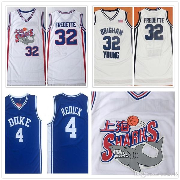 

college wear ncaa men's brigham young 32 jimmer fredette shanghai sharks duke blue devils 4 jj reddick white blue college baskeball jer, Black