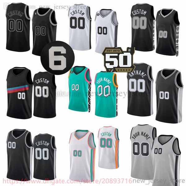 

50th anniversary 22-23 new printed basketball jerseys custom 14 blake wesley 10 jeremy sochan 22 malaki branham 3 keldon johnson 7 josh rich, Black;red