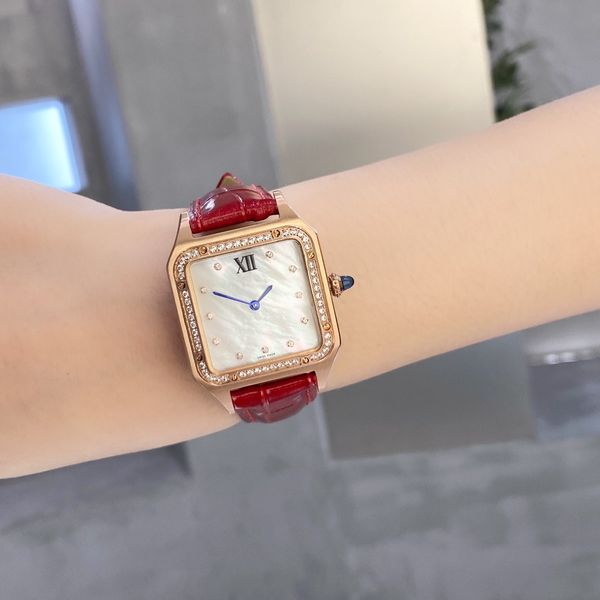 

mens watch luxury brand santos womens watchs advanced gift ladies watch for women 32x43x7mm ultra thin quartz watch with diamonds natural ge, Slivery;golden