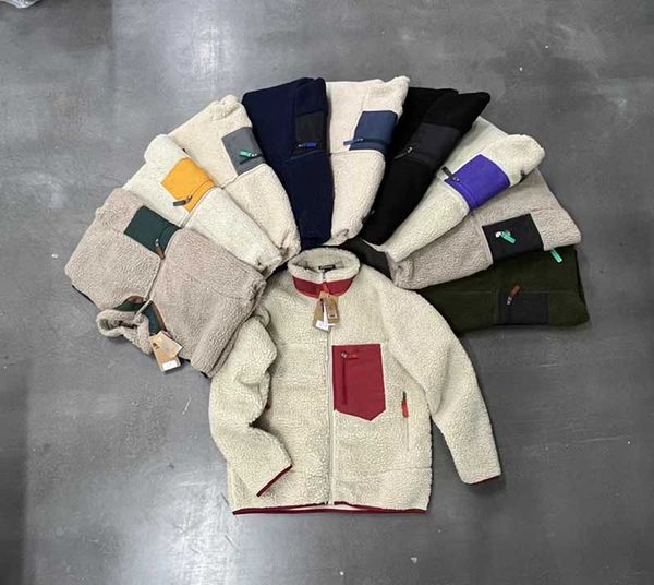 

bata outdoor clothing sweatshirts letter men women mountains loose casual stand collar pullover fleece lamb cashmere polar fleece jacket coa, Black