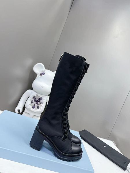 

classic letter boots designer winter coarse heel women shoes leather flamingos love arrow medal desert 0720, Black