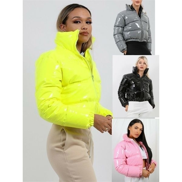 

womens down parkas winter women puffer jackets warm bubble trench coat outcoat zipper jacket pink cute cropped abrigos mujer 221113, Black