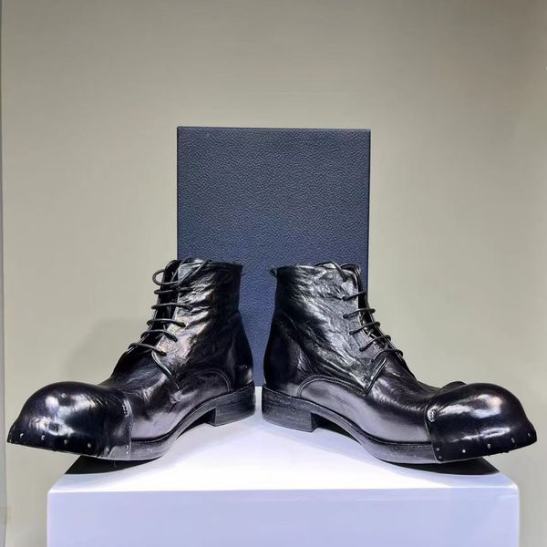

exclusive goodyear handmade genuine leather sole boot water wash cowhide cowboy matin combat booties, Black