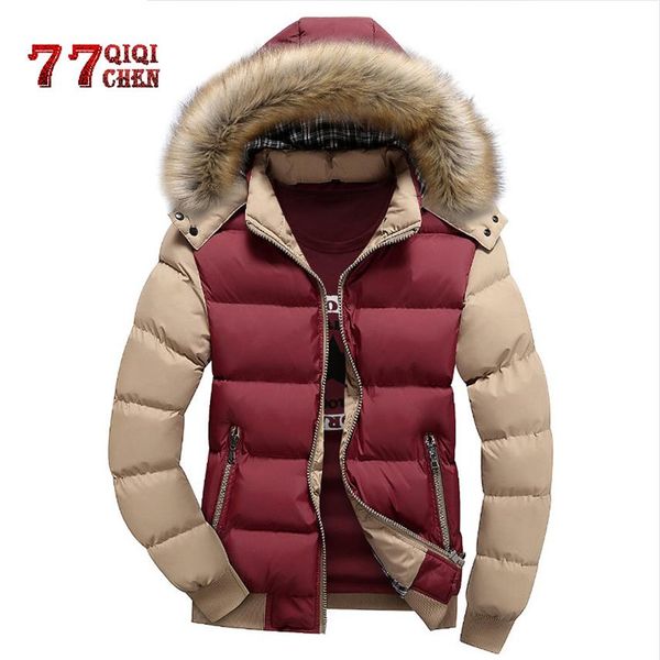 

brand parkas men plus size 5xl thick warm winter jacket men windproof fur hood casual cotton parkas hombre invierno veste homme205i, Tan;black