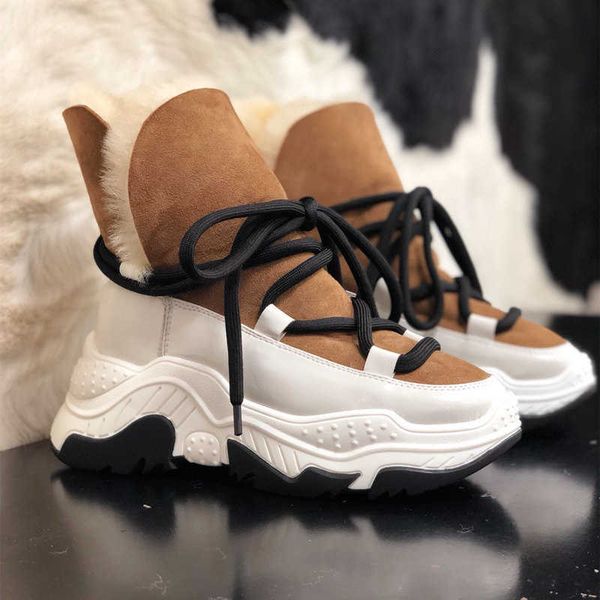 

shoes flat platform winter ankle leisure lace up snow shearling fur warm botines mujer comfortable woman