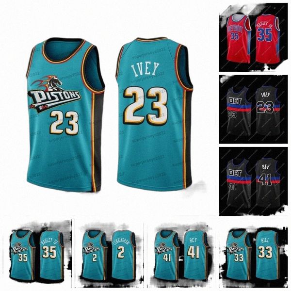

custom 2 cade cunningham piston 2022-23 classic basketball jerseys jaden ivey grant hill saddiq bey isaiah stewart hamidou diallo killian ha, Black