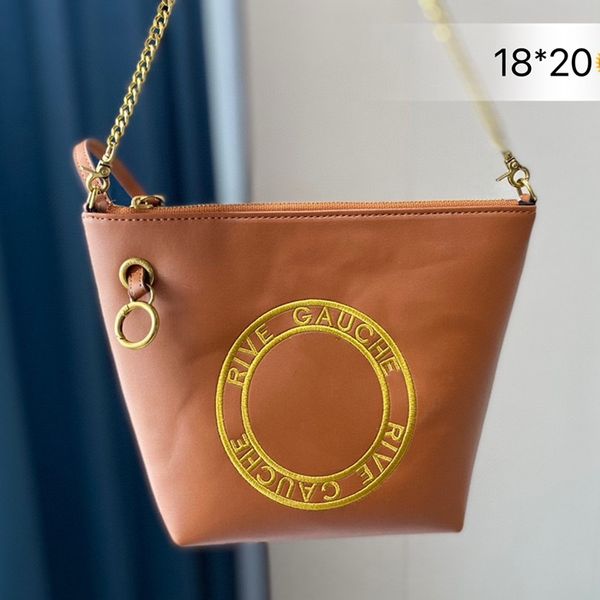 

10a brand designer bag women's luxury logo embroidery handbag chain strap messenger bag mini bucket bag rive gauche tote shoulder bags