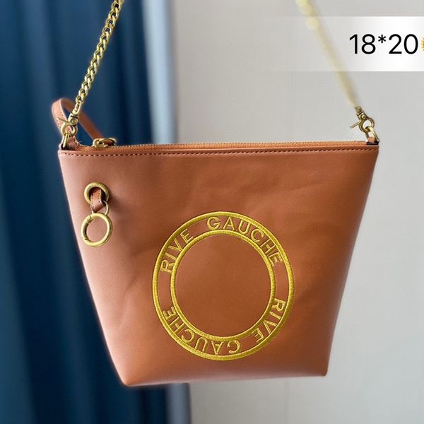 

10a brand designer bag women's luxury logo embroidery handbag chain strap messenger bag mini bucket bag rive gauche tote shoulder bags