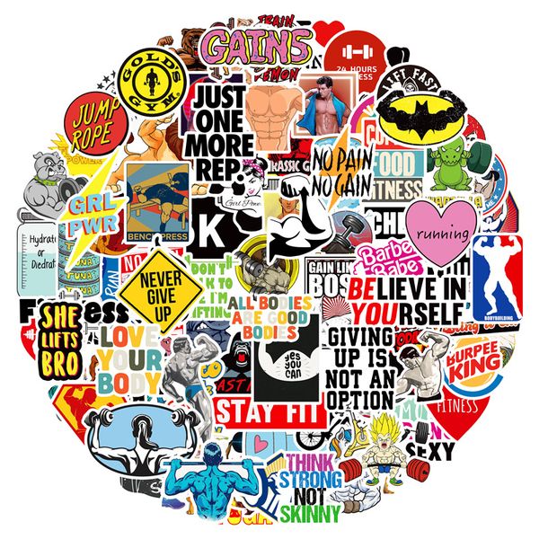 

50pcs cartoon fitness stickers for kids skate accessories vinyl waterproof sticker for skateboard lapluggage phone case car decals party dec