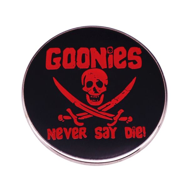 

goonies never say die enamel pin a post-rock band from blackpool england button badge gothic dark logo brooch, Blue