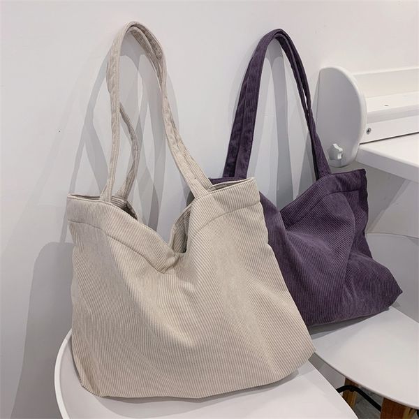 

evening bags corduroy totes for women shopper girls handbags zipper eco environmental thickened large capacity winter shoulder 221114