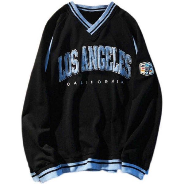 

retro embroidered sweatshirt 2022 spring plus size hoodies korean style loose lovers letter long-sleeved shirt wgwy37020, Black